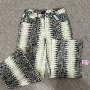 PrettyLittleThing Black and Cream Croc Print Pants
